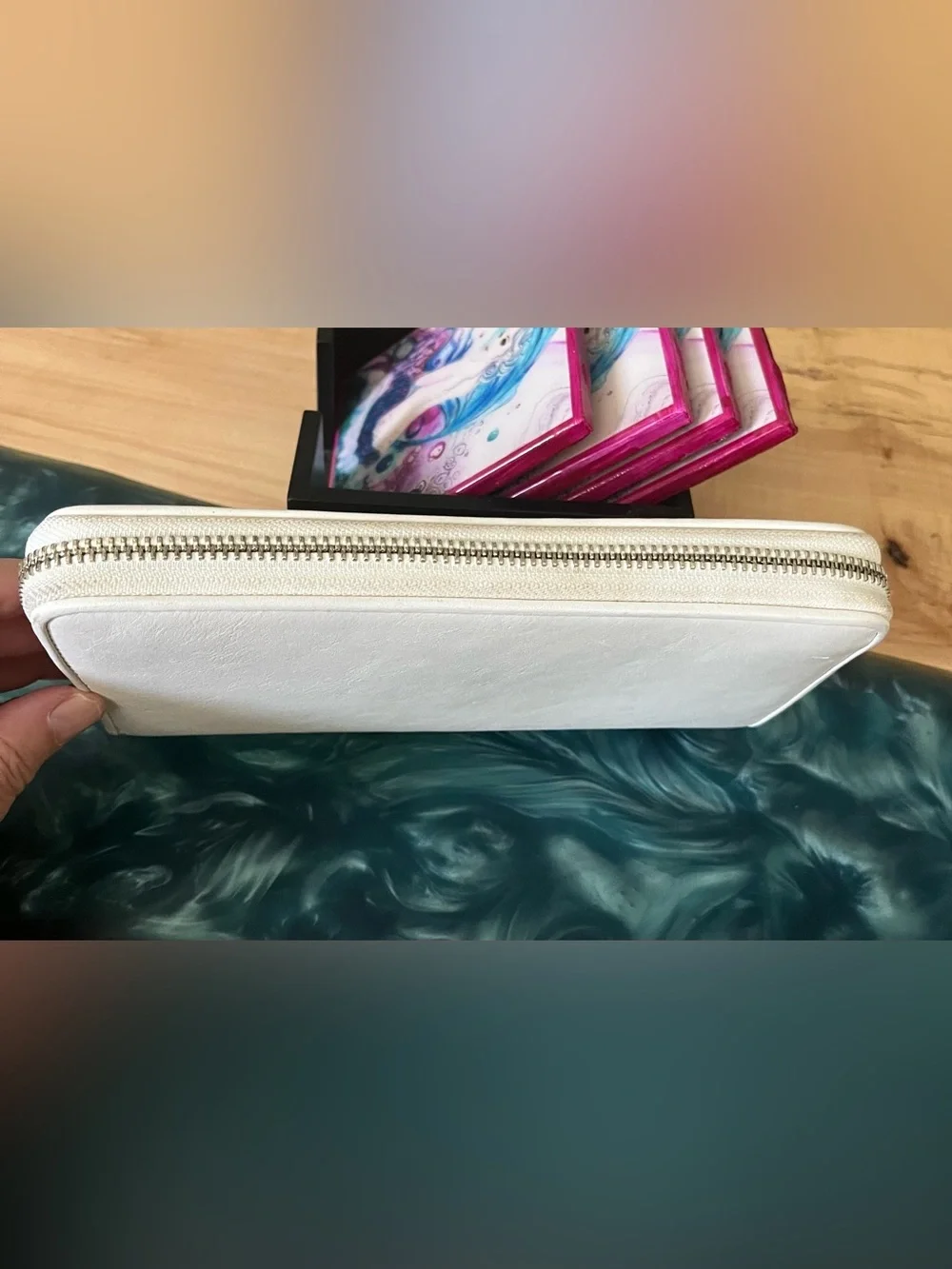 Ralph Lauren White Leather Women's Zip around wallet